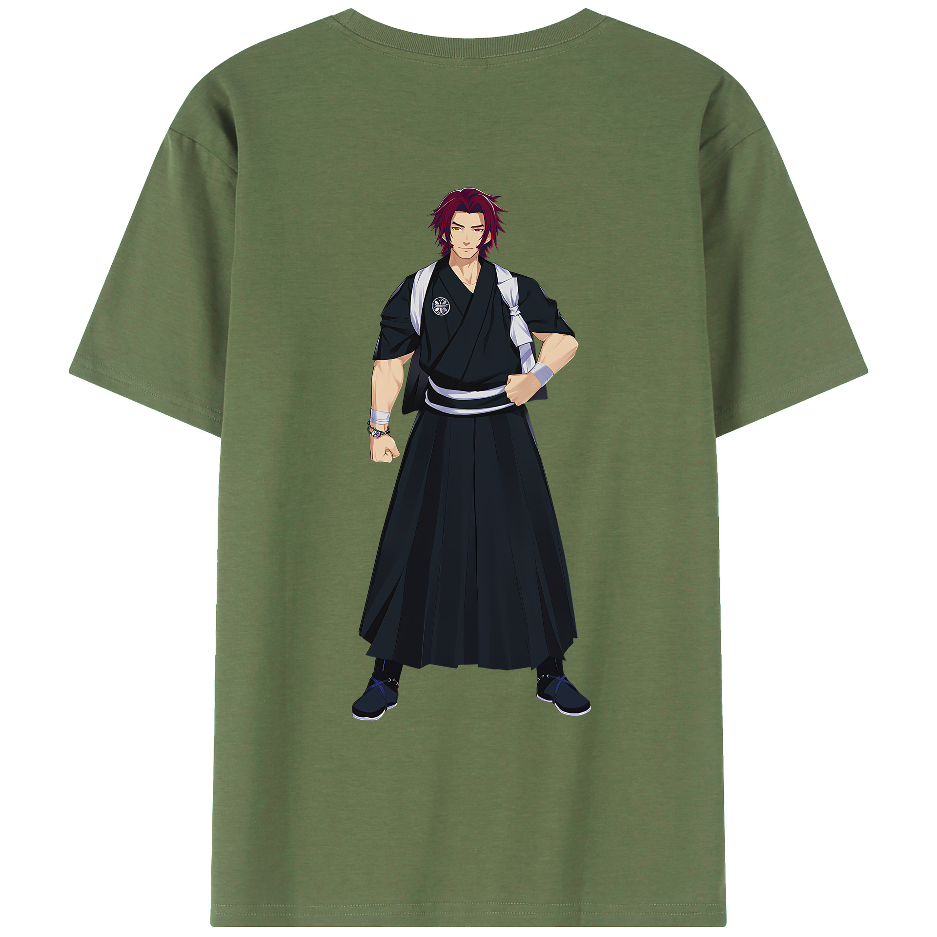 （画像用） 刀剣乱舞 Touken Ranbu 綿100％ メンズ半袖Tシャツ（バックプリント） 通気性